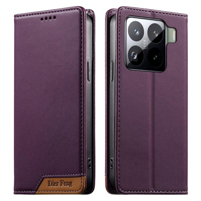 Funda para teléfono Dierfeng Splicing de cuero vegano con imán RFID resistente, For Xiaomi 17 Max 5G, For Xiaomi 17T Pro 5G, For Xiaomi 17T 5G, For Xiaomi Poco X8 Pro 5G / Redmi Turbo 5 5G, For Xiaomi 17 Ultra, For Xiaomi 17 Pro Max, For Xiaomi 17 Pro ...