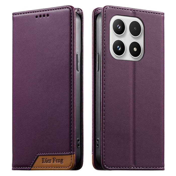 Funda para teléfono Dierfeng Splicing de cuero vegano con imán RFID resistente, For Xiaomi 17 Max 5G, For Xiaomi 17T Pro 5G, For Xiaomi 17T 5G, For Xiaomi Poco X8 Pro 5G / Redmi Turbo 5 5G, For Xiaomi 17 Ultra, For Xiaomi 17 Pro Max, For Xiaomi 17 Pro ...