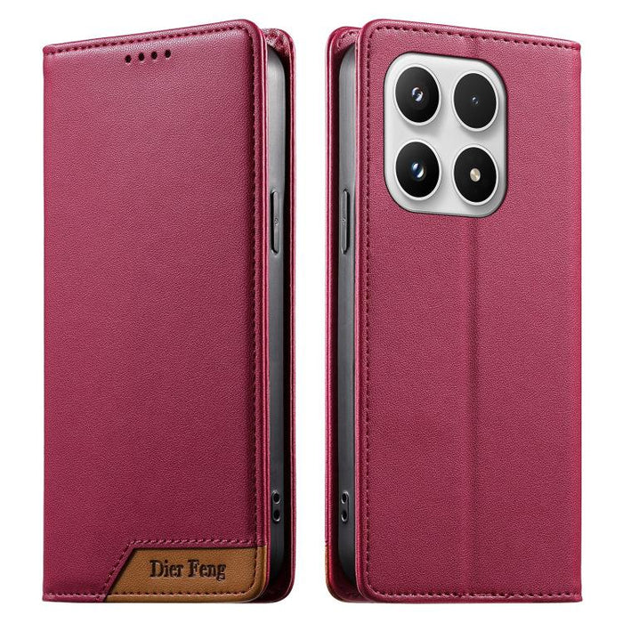 Funda para teléfono Dierfeng Splicing de cuero vegano con imán RFID resistente, For Xiaomi 17 Max 5G, For Xiaomi 17T Pro 5G, For Xiaomi 17T 5G, For Xiaomi Poco X8 Pro 5G / Redmi Turbo 5 5G, For Xiaomi 17 Ultra, For Xiaomi 17 Pro Max, For Xiaomi 17 Pro ...