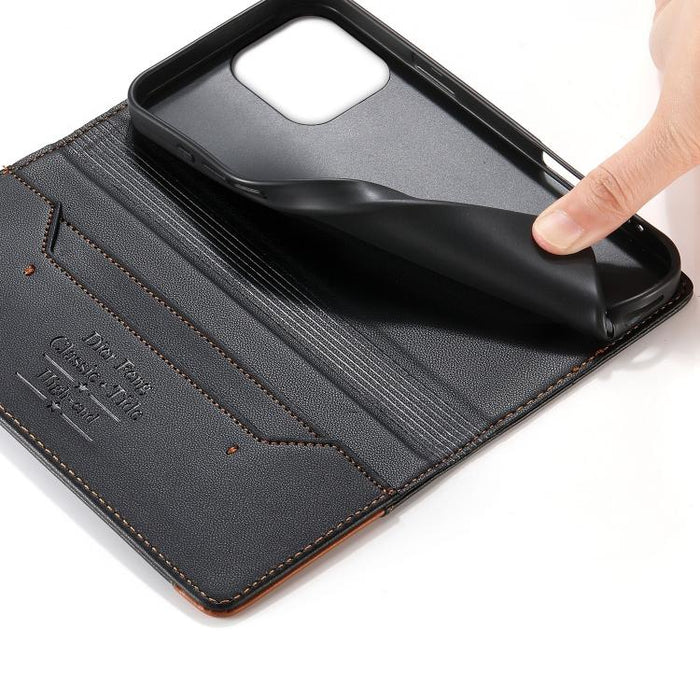 Funda para teléfono Dierfeng Splicing de cuero vegano con imán RFID resistente, For iPhone 14 Pro Max, For iPhone SE 2022 / SE 2020 / 8 / 7, For iPhone 13 Pro Max, For iPhone 13 Pro, For iPhone 13 mini, For iPhone 12 / 12 Pro, For iPhone 12 Pro Max    ...