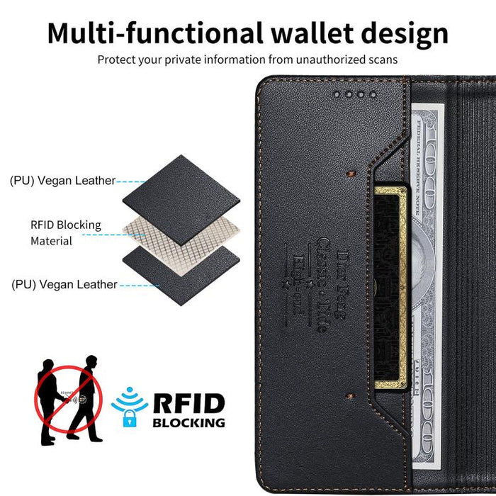Funda para teléfono Dierfeng Splicing de cuero vegano con imán RFID resistente, For iPhone 14 Pro Max, For iPhone SE 2022 / SE 2020 / 8 / 7, For iPhone 13 Pro Max, For iPhone 13 Pro, For iPhone 13 mini, For iPhone 12 / 12 Pro, For iPhone 12 Pro Max    ...