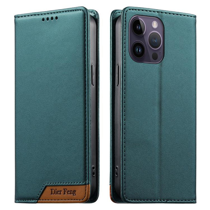 Funda para teléfono Dierfeng Splicing de cuero vegano con imán RFID resistente, For iPhone 14 Pro Max, For iPhone SE 2022 / SE 2020 / 8 / 7, For iPhone 13 Pro Max, For iPhone 13 Pro, For iPhone 13 mini, For iPhone 12 / 12 Pro, For iPhone 12 Pro Max    ...