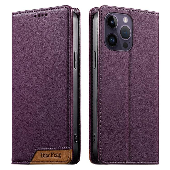 Funda para teléfono Dierfeng Splicing de cuero vegano con imán RFID resistente, For iPhone 14 Pro Max, For iPhone SE 2022 / SE 2020 / 8 / 7, For iPhone 13 Pro Max, For iPhone 13 Pro, For iPhone 13 mini, For iPhone 12 / 12 Pro, For iPhone 12 Pro Max    ...