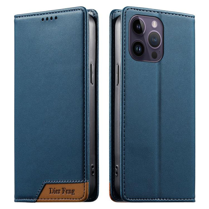 Funda para teléfono Dierfeng Splicing de cuero vegano con imán RFID resistente, For iPhone 14 Pro Max, For iPhone SE 2022 / SE 2020 / 8 / 7, For iPhone 13 Pro Max, For iPhone 13 Pro, For iPhone 13 mini, For iPhone 12 / 12 Pro, For iPhone 12 Pro Max    ...