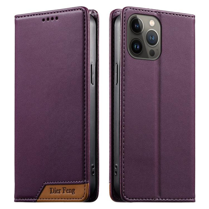 Funda para teléfono Dierfeng Splicing de cuero vegano con imán RFID resistente, For iPhone 14 Pro Max, For iPhone SE 2022 / SE 2020 / 8 / 7, For iPhone 13 Pro Max, For iPhone 13 Pro, For iPhone 13 mini, For iPhone 12 / 12 Pro, For iPhone 12 Pro Max    ...
