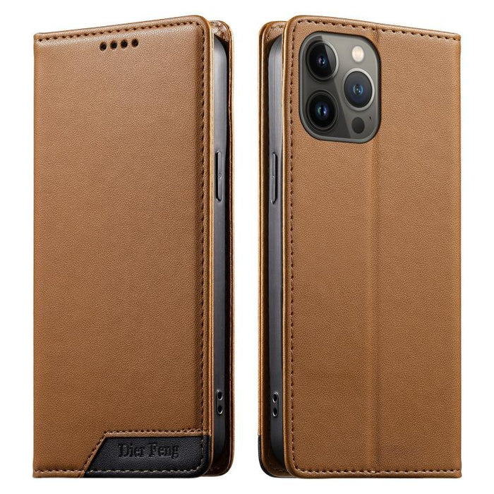 Funda para teléfono Dierfeng Splicing de cuero vegano con imán RFID resistente, For iPhone 14 Pro Max, For iPhone SE 2022 / SE 2020 / 8 / 7, For iPhone 13 Pro Max, For iPhone 13 Pro, For iPhone 13 mini, For iPhone 12 / 12 Pro, For iPhone 12 Pro Max    ...