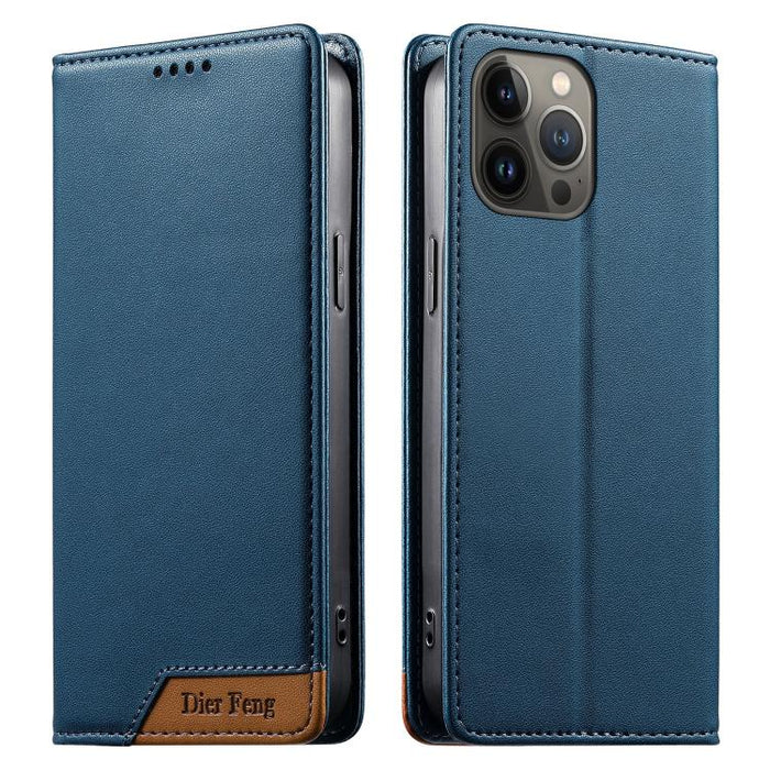 Funda para teléfono Dierfeng Splicing de cuero vegano con imán RFID resistente, For iPhone 14 Pro Max, For iPhone SE 2022 / SE 2020 / 8 / 7, For iPhone 13 Pro Max, For iPhone 13 Pro, For iPhone 13 mini, For iPhone 12 / 12 Pro, For iPhone 12 Pro Max    ...