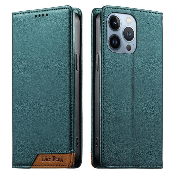 Funda para teléfono Dierfeng Splicing de cuero vegano con imán RFID resistente, For iPhone 14 Pro Max, For iPhone SE 2022 / SE 2020 / 8 / 7, For iPhone 13 Pro Max, For iPhone 13 Pro, For iPhone 13 mini, For iPhone 12 / 12 Pro, For iPhone 12 Pro Max    ...