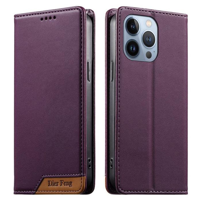 Funda para teléfono Dierfeng Splicing de cuero vegano con imán RFID resistente, For iPhone 14 Pro Max, For iPhone SE 2022 / SE 2020 / 8 / 7, For iPhone 13 Pro Max, For iPhone 13 Pro, For iPhone 13 mini, For iPhone 12 / 12 Pro, For iPhone 12 Pro Max    ...