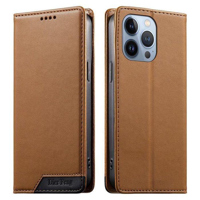 Funda para teléfono Dierfeng Splicing de cuero vegano con imán RFID resistente, For iPhone 14 Pro Max, For iPhone SE 2022 / SE 2020 / 8 / 7, For iPhone 13 Pro Max, For iPhone 13 Pro, For iPhone 13 mini, For iPhone 12 / 12 Pro, For iPhone 12 Pro Max    ...