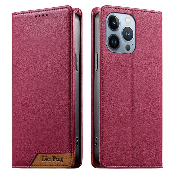 Funda para teléfono Dierfeng Splicing de cuero vegano con imán RFID resistente, For iPhone 14 Pro Max, For iPhone SE 2022 / SE 2020 / 8 / 7, For iPhone 13 Pro Max, For iPhone 13 Pro, For iPhone 13 mini, For iPhone 12 / 12 Pro, For iPhone 12 Pro Max    ...
