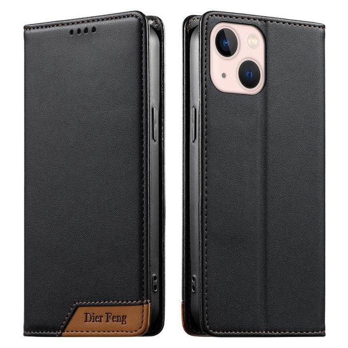 Funda para teléfono Dierfeng Splicing de cuero vegano con imán RFID resistente, For iPhone 14 Pro Max, For iPhone SE 2022 / SE 2020 / 8 / 7, For iPhone 13 Pro Max, For iPhone 13 Pro, For iPhone 13 mini, For iPhone 12 / 12 Pro, For iPhone 12 Pro Max    ...