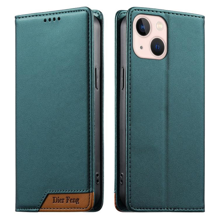 Funda para teléfono Dierfeng Splicing de cuero vegano con imán RFID resistente, For iPhone 14 Pro Max, For iPhone SE 2022 / SE 2020 / 8 / 7, For iPhone 13 Pro Max, For iPhone 13 Pro, For iPhone 13 mini, For iPhone 12 / 12 Pro, For iPhone 12 Pro Max    ...