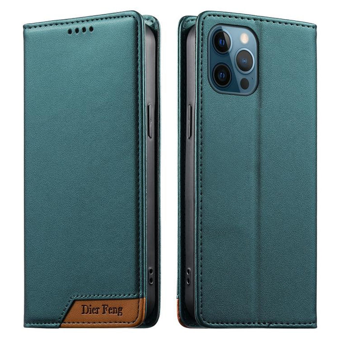 Funda para teléfono Dierfeng Splicing de cuero vegano con imán RFID resistente, For iPhone 14 Pro Max, For iPhone SE 2022 / SE 2020 / 8 / 7, For iPhone 13 Pro Max, For iPhone 13 Pro, For iPhone 13 mini, For iPhone 12 / 12 Pro, For iPhone 12 Pro Max    ...
