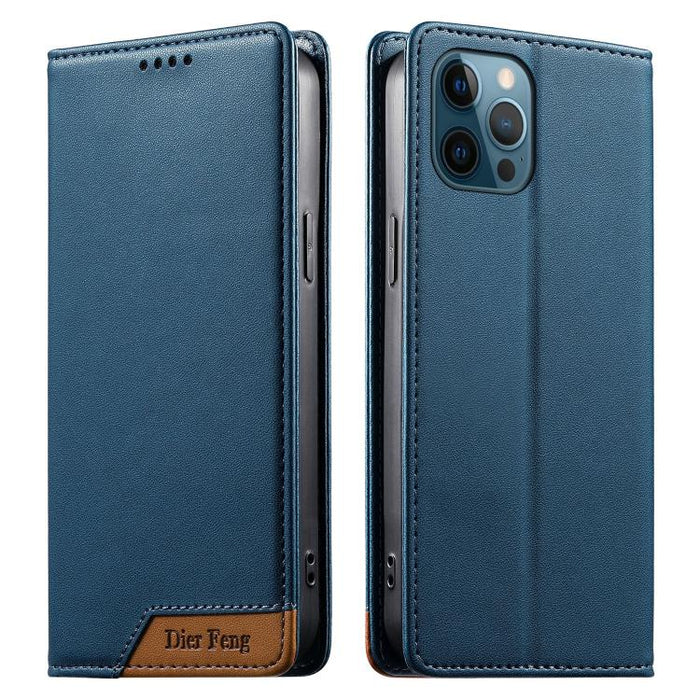 Funda para teléfono Dierfeng Splicing de cuero vegano con imán RFID resistente, For iPhone 14 Pro Max, For iPhone SE 2022 / SE 2020 / 8 / 7, For iPhone 13 Pro Max, For iPhone 13 Pro, For iPhone 13 mini, For iPhone 12 / 12 Pro, For iPhone 12 Pro Max    ...