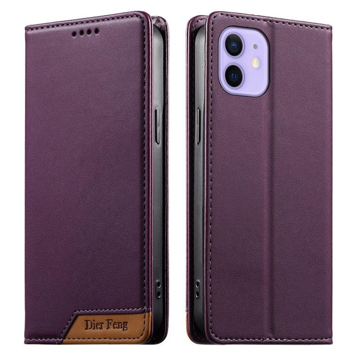 Funda para teléfono Dierfeng Splicing de cuero vegano con imán RFID resistente, For iPhone 14 Pro Max, For iPhone SE 2022 / SE 2020 / 8 / 7, For iPhone 13 Pro Max, For iPhone 13 Pro, For iPhone 13 mini, For iPhone 12 / 12 Pro, For iPhone 12 Pro Max    ...