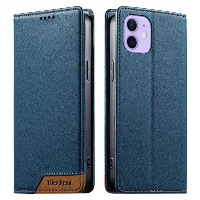 Funda para teléfono Dierfeng Splicing de cuero vegano con imán RFID resistente, For iPhone 14 Pro Max, For iPhone SE 2022 / SE 2020 / 8 / 7, For iPhone 13 Pro Max, For iPhone 13 Pro, For iPhone 13 mini, For iPhone 12 / 12 Pro, For iPhone 12 Pro Max    ...