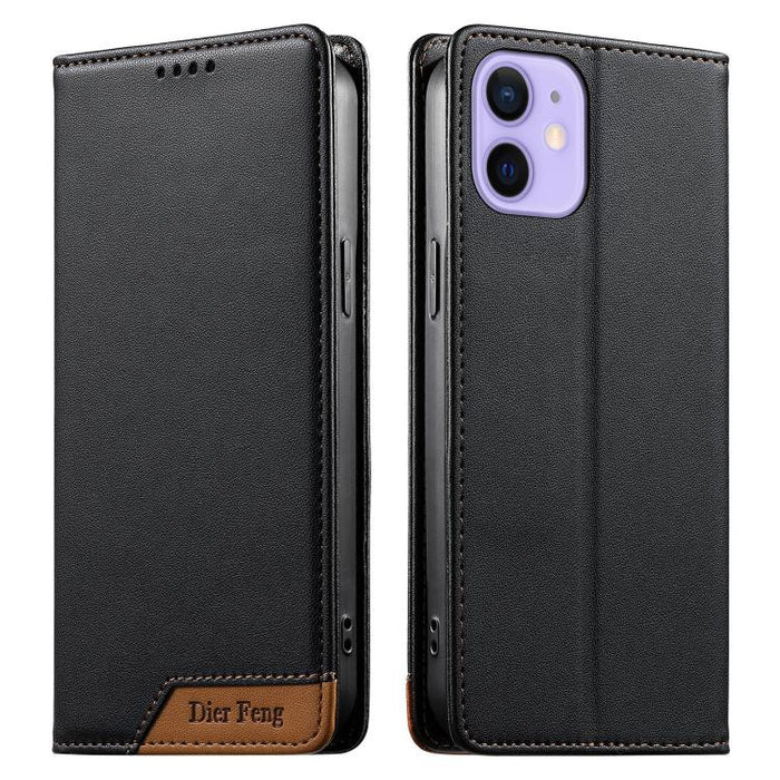 Funda para teléfono Dierfeng Splicing de cuero vegano con imán RFID resistente, For iPhone 14 Pro Max, For iPhone SE 2022 / SE 2020 / 8 / 7, For iPhone 13 Pro Max, For iPhone 13 Pro, For iPhone 13 mini, For iPhone 12 / 12 Pro, For iPhone 12 Pro Max    ...