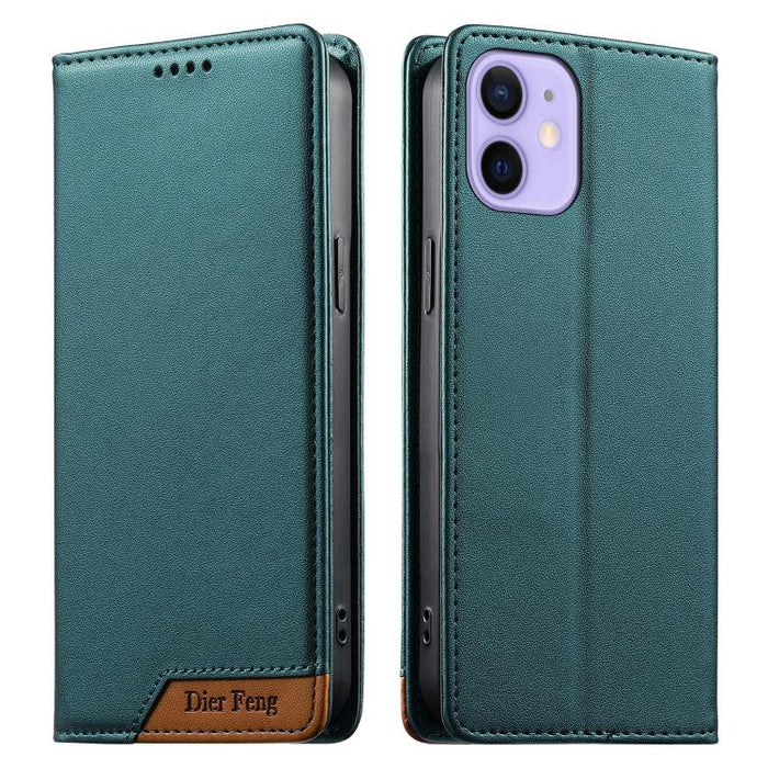 Funda para teléfono Dierfeng Splicing de cuero vegano con imán RFID resistente, For iPhone 14 Pro Max, For iPhone SE 2022 / SE 2020 / 8 / 7, For iPhone 13 Pro Max, For iPhone 13 Pro, For iPhone 13 mini, For iPhone 12 / 12 Pro, For iPhone 12 Pro Max    ...