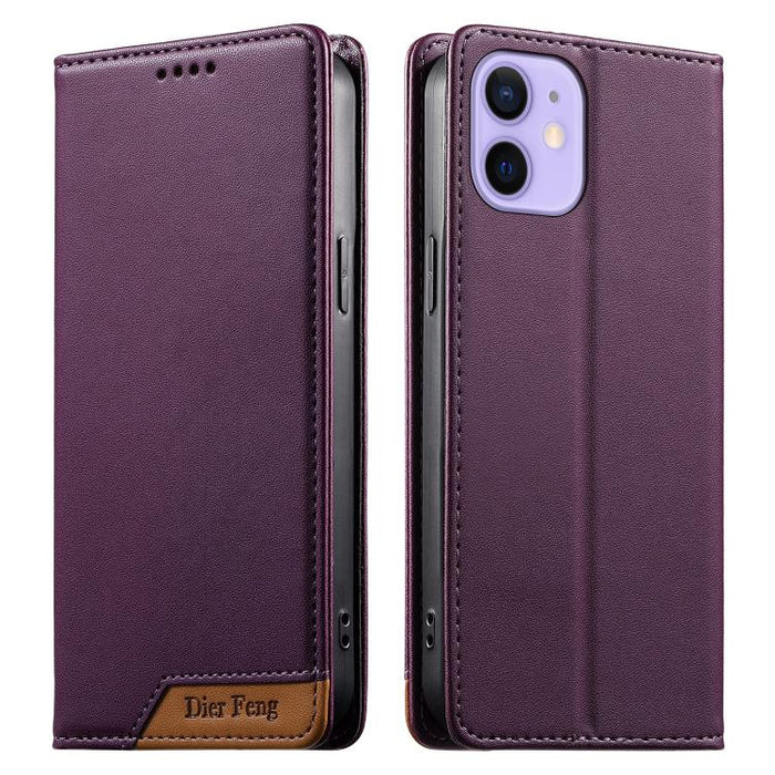 Funda para teléfono Dierfeng Splicing de cuero vegano con imán RFID resistente, For iPhone 14 Pro Max, For iPhone SE 2022 / SE 2020 / 8 / 7, For iPhone 13 Pro Max, For iPhone 13 Pro, For iPhone 13 mini, For iPhone 12 / 12 Pro, For iPhone 12 Pro Max    ...