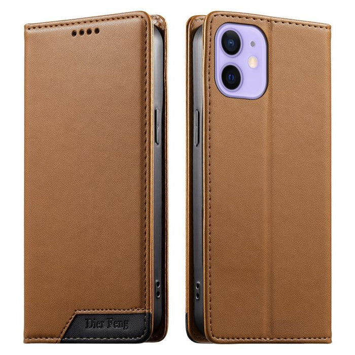 Funda para teléfono Dierfeng Splicing de cuero vegano con imán RFID resistente, For iPhone 14 Pro Max, For iPhone SE 2022 / SE 2020 / 8 / 7, For iPhone 13 Pro Max, For iPhone 13 Pro, For iPhone 13 mini, For iPhone 12 / 12 Pro, For iPhone 12 Pro Max    ...