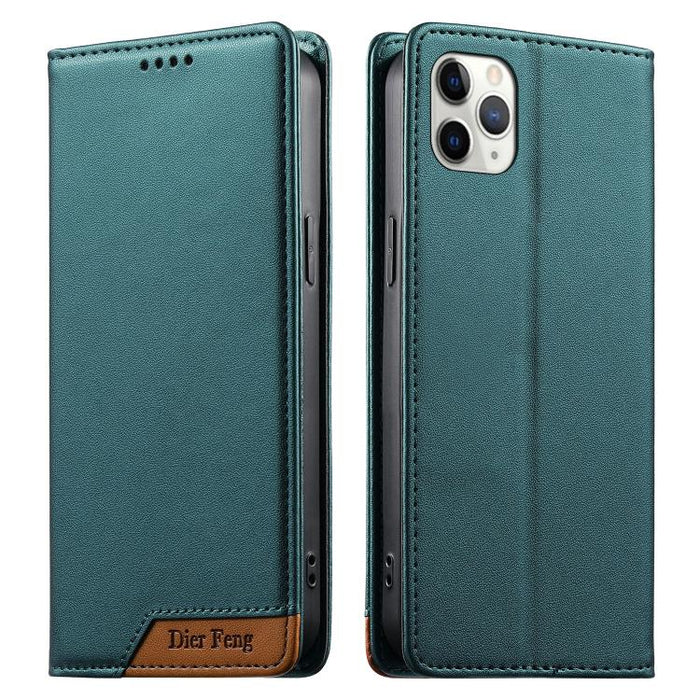 Funda para teléfono Dierfeng Splicing de cuero vegano con imán RFID resistente, For iPhone 14 Pro Max, For iPhone SE 2022 / SE 2020 / 8 / 7, For iPhone 13 Pro Max, For iPhone 13 Pro, For iPhone 13 mini, For iPhone 12 / 12 Pro, For iPhone 12 Pro Max    ...