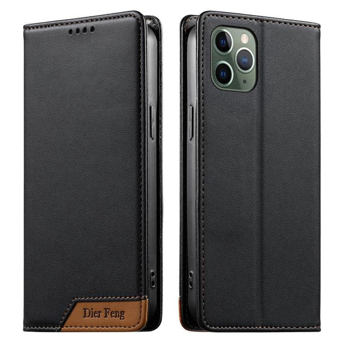 Funda para teléfono Dierfeng Splicing de cuero vegano con imán RFID resistente, For iPhone 14 Pro Max, For iPhone SE 2022 / SE 2020 / 8 / 7, For iPhone 13 Pro Max, For iPhone 13 Pro, For iPhone 13 mini, For iPhone 12 / 12 Pro, For iPhone 12 Pro Max    ...