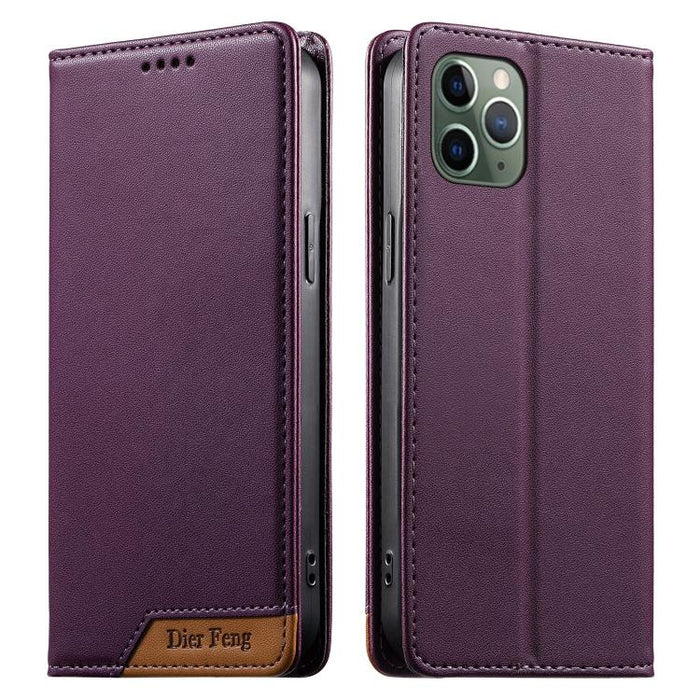 Funda para teléfono Dierfeng Splicing de cuero vegano con imán RFID resistente, For iPhone 14 Pro Max, For iPhone SE 2022 / SE 2020 / 8 / 7, For iPhone 13 Pro Max, For iPhone 13 Pro, For iPhone 13 mini, For iPhone 12 / 12 Pro, For iPhone 12 Pro Max    ...