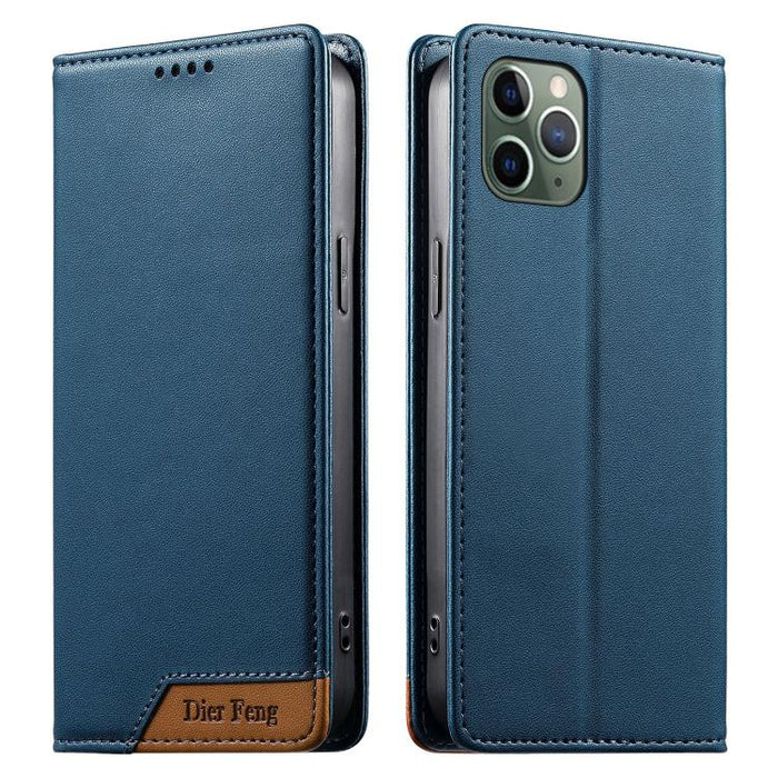 Funda para teléfono Dierfeng Splicing de cuero vegano con imán RFID resistente, For iPhone 14 Pro Max, For iPhone SE 2022 / SE 2020 / 8 / 7, For iPhone 13 Pro Max, For iPhone 13 Pro, For iPhone 13 mini, For iPhone 12 / 12 Pro, For iPhone 12 Pro Max    ...
