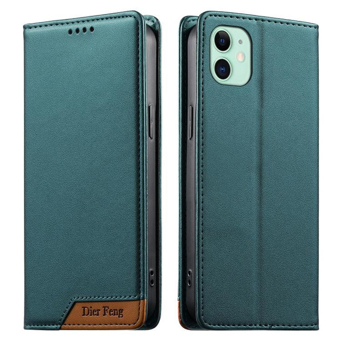 Funda para teléfono Dierfeng Splicing de cuero vegano con imán RFID resistente, For iPhone 14 Pro Max, For iPhone SE 2022 / SE 2020 / 8 / 7, For iPhone 13 Pro Max, For iPhone 13 Pro, For iPhone 13 mini, For iPhone 12 / 12 Pro, For iPhone 12 Pro Max    ...