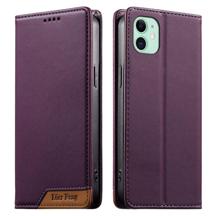 Funda para teléfono Dierfeng Splicing de cuero vegano con imán RFID resistente, For iPhone 14 Pro Max, For iPhone SE 2022 / SE 2020 / 8 / 7, For iPhone 13 Pro Max, For iPhone 13 Pro, For iPhone 13 mini, For iPhone 12 / 12 Pro, For iPhone 12 Pro Max    ...