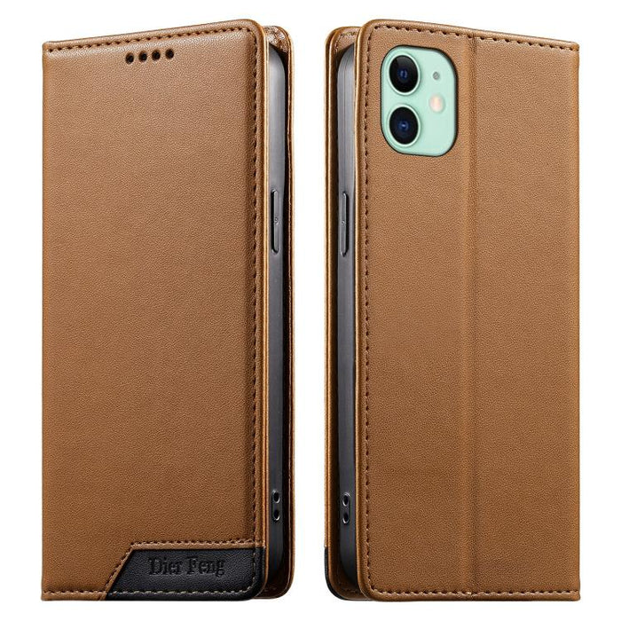 Funda para teléfono Dierfeng Splicing de cuero vegano con imán RFID resistente, For iPhone 14 Pro Max, For iPhone SE 2022 / SE 2020 / 8 / 7, For iPhone 13 Pro Max, For iPhone 13 Pro, For iPhone 13 mini, For iPhone 12 / 12 Pro, For iPhone 12 Pro Max    ...