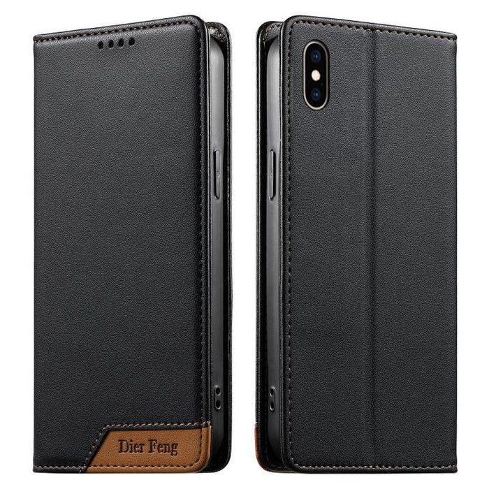Funda para teléfono Dierfeng Splicing de cuero vegano con imán RFID resistente, For iPhone 14 Pro Max, For iPhone SE 2022 / SE 2020 / 8 / 7, For iPhone 13 Pro Max, For iPhone 13 Pro, For iPhone 13 mini, For iPhone 12 / 12 Pro, For iPhone 12 Pro Max    ...