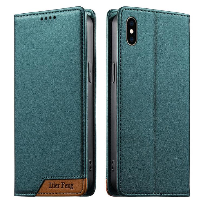 Funda para teléfono Dierfeng Splicing de cuero vegano con imán RFID resistente, For iPhone 14 Pro Max, For iPhone SE 2022 / SE 2020 / 8 / 7, For iPhone 13 Pro Max, For iPhone 13 Pro, For iPhone 13 mini, For iPhone 12 / 12 Pro, For iPhone 12 Pro Max    ...