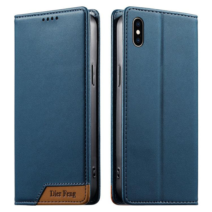 Funda para teléfono Dierfeng Splicing de cuero vegano con imán RFID resistente, For iPhone 14 Pro Max, For iPhone SE 2022 / SE 2020 / 8 / 7, For iPhone 13 Pro Max, For iPhone 13 Pro, For iPhone 13 mini, For iPhone 12 / 12 Pro, For iPhone 12 Pro Max    ...