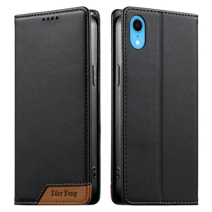 Funda para teléfono Dierfeng Splicing de cuero vegano con imán RFID resistente, For iPhone 14 Pro Max, For iPhone SE 2022 / SE 2020 / 8 / 7, For iPhone 13 Pro Max, For iPhone 13 Pro, For iPhone 13 mini, For iPhone 12 / 12 Pro, For iPhone 12 Pro Max    ...