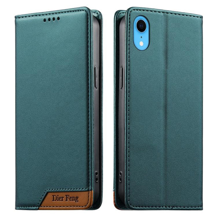 Funda para teléfono Dierfeng Splicing de cuero vegano con imán RFID resistente, For iPhone 14 Pro Max, For iPhone SE 2022 / SE 2020 / 8 / 7, For iPhone 13 Pro Max, For iPhone 13 Pro, For iPhone 13 mini, For iPhone 12 / 12 Pro, For iPhone 12 Pro Max    ...