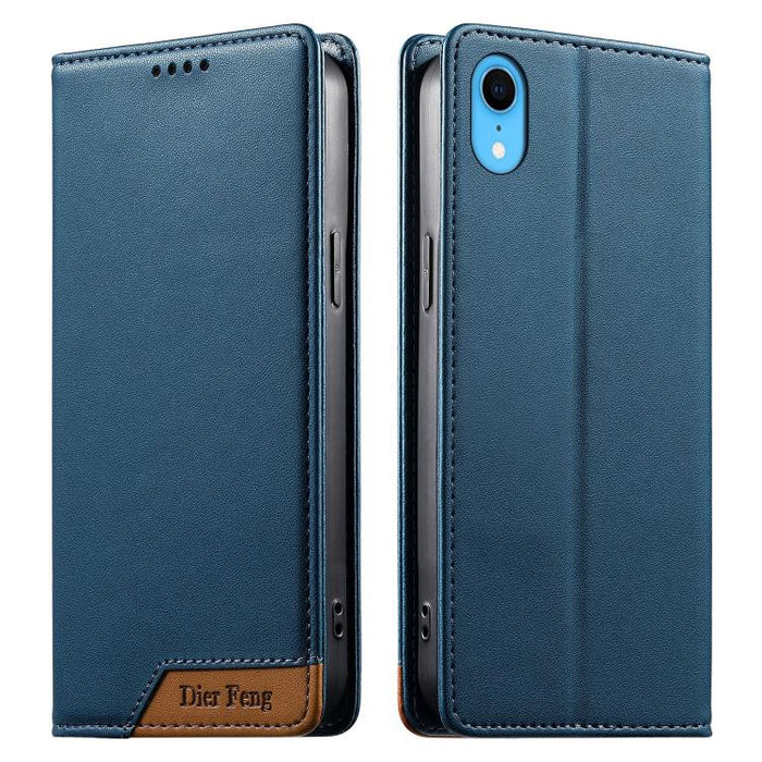 Funda para teléfono Dierfeng Splicing de cuero vegano con imán RFID resistente, For iPhone 14 Pro Max, For iPhone SE 2022 / SE 2020 / 8 / 7, For iPhone 13 Pro Max, For iPhone 13 Pro, For iPhone 13 mini, For iPhone 12 / 12 Pro, For iPhone 12 Pro Max    ...