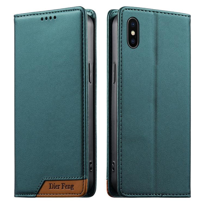Funda para teléfono Dierfeng Splicing de cuero vegano con imán RFID resistente, For iPhone 14 Pro Max, For iPhone SE 2022 / SE 2020 / 8 / 7, For iPhone 13 Pro Max, For iPhone 13 Pro, For iPhone 13 mini, For iPhone 12 / 12 Pro, For iPhone 12 Pro Max    ...