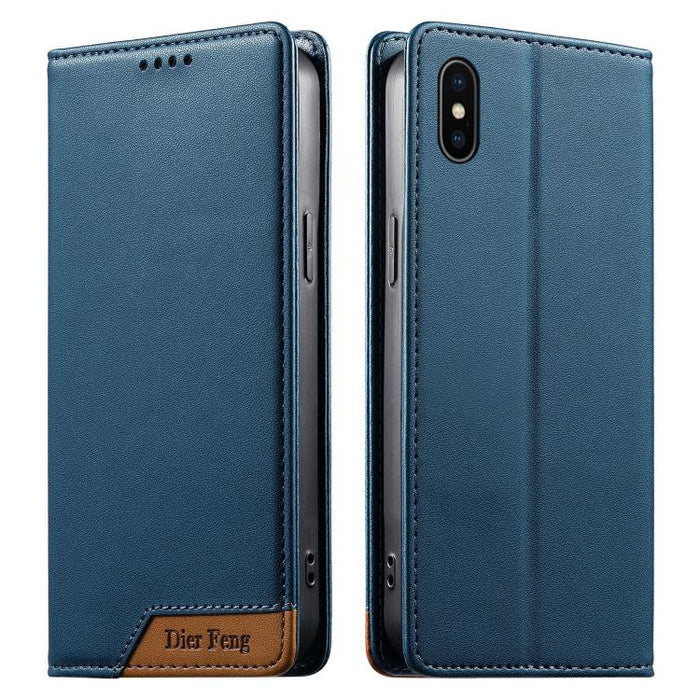 Funda para teléfono Dierfeng Splicing de cuero vegano con imán RFID resistente, For iPhone 14 Pro Max, For iPhone SE 2022 / SE 2020 / 8 / 7, For iPhone 13 Pro Max, For iPhone 13 Pro, For iPhone 13 mini, For iPhone 12 / 12 Pro, For iPhone 12 Pro Max    ...
