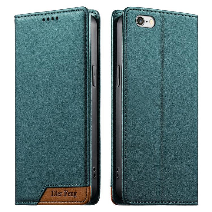 Funda para teléfono Dierfeng Splicing de cuero vegano con imán RFID resistente, For iPhone 14 Pro Max, For iPhone SE 2022 / SE 2020 / 8 / 7, For iPhone 13 Pro Max, For iPhone 13 Pro, For iPhone 13 mini, For iPhone 12 / 12 Pro, For iPhone 12 Pro Max    ...