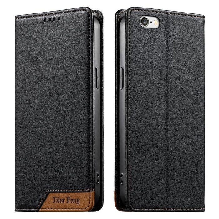 Funda para teléfono Dierfeng Splicing de cuero vegano con imán RFID resistente, For iPhone 14 Pro Max, For iPhone SE 2022 / SE 2020 / 8 / 7, For iPhone 13 Pro Max, For iPhone 13 Pro, For iPhone 13 mini, For iPhone 12 / 12 Pro, For iPhone 12 Pro Max    ...