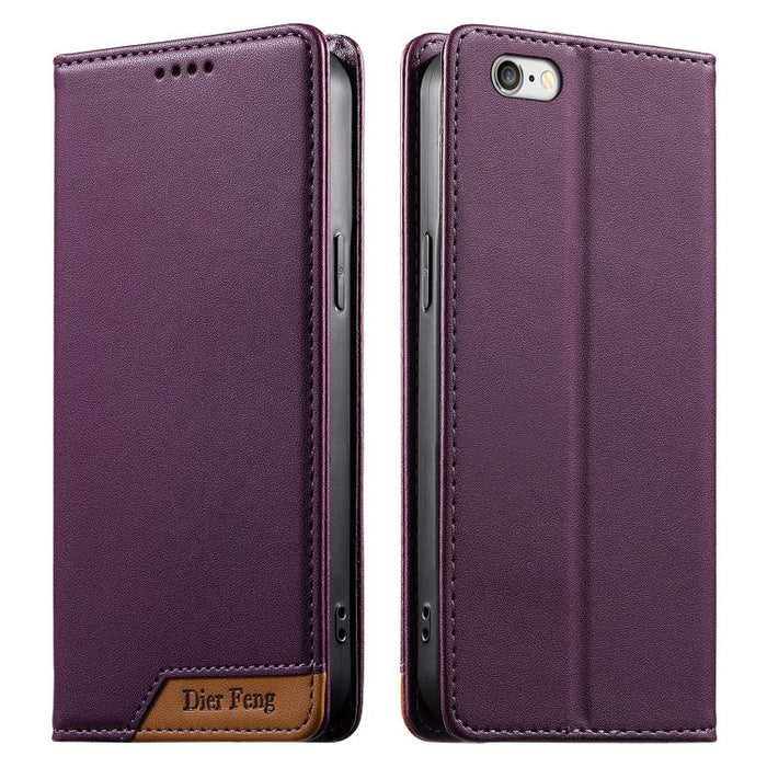 Funda para teléfono Dierfeng Splicing de cuero vegano con imán RFID resistente, For iPhone 14 Pro Max, For iPhone SE 2022 / SE 2020 / 8 / 7, For iPhone 13 Pro Max, For iPhone 13 Pro, For iPhone 13 mini, For iPhone 12 / 12 Pro, For iPhone 12 Pro Max    ...