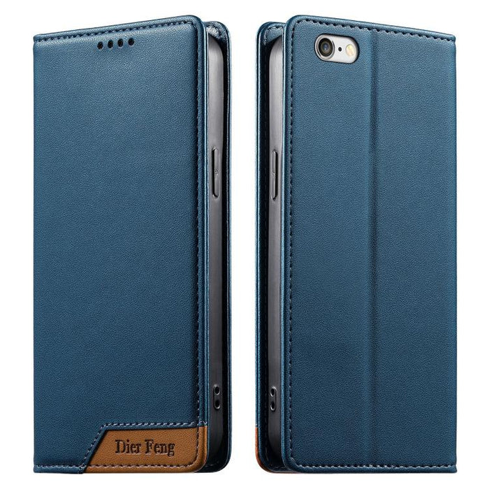 Funda para teléfono Dierfeng Splicing de cuero vegano con imán RFID resistente, For iPhone 14 Pro Max, For iPhone SE 2022 / SE 2020 / 8 / 7, For iPhone 13 Pro Max, For iPhone 13 Pro, For iPhone 13 mini, For iPhone 12 / 12 Pro, For iPhone 12 Pro Max    ...