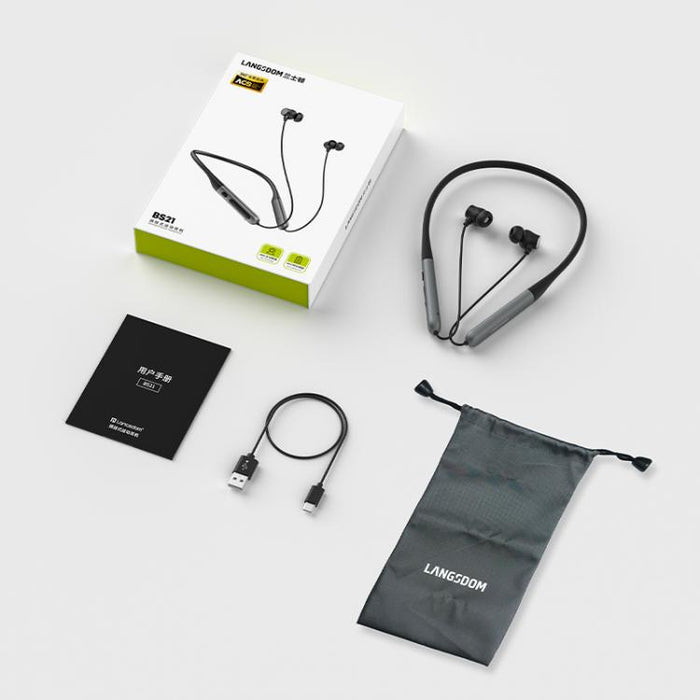 Auriculares Bluetooth Langsdom BS21 con interruptor magnético y batería de larga duración.