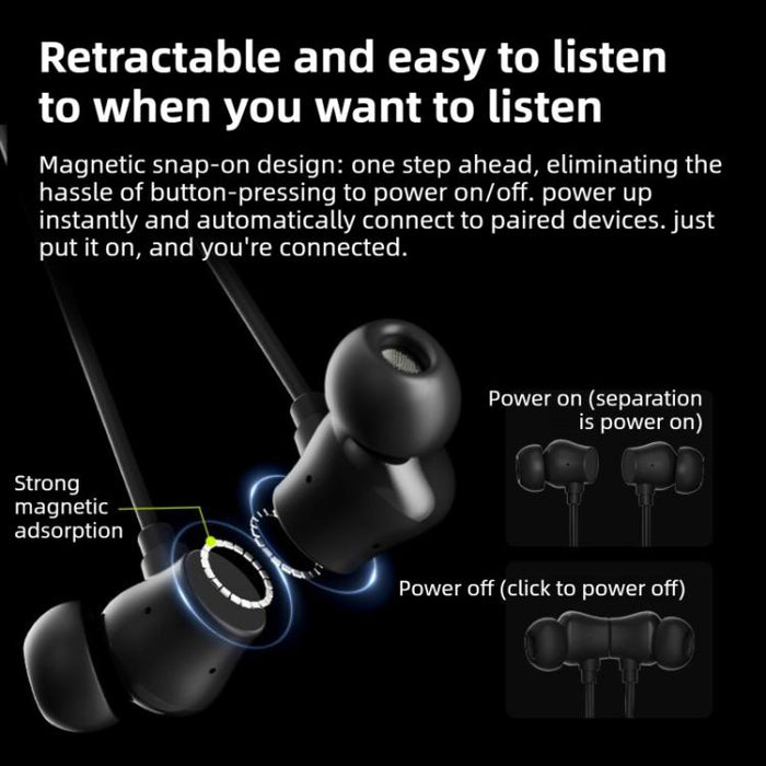 Auriculares Bluetooth Langsdom BS21 con interruptor magnético y batería de larga duración.