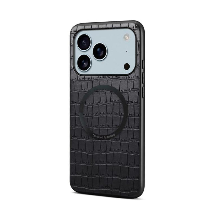 Funda magnética para teléfono Denior A09 de piel sintética vegana con textura de cocodrilo., For iPhone 17 Pro Max, For iPhone 17 Pro