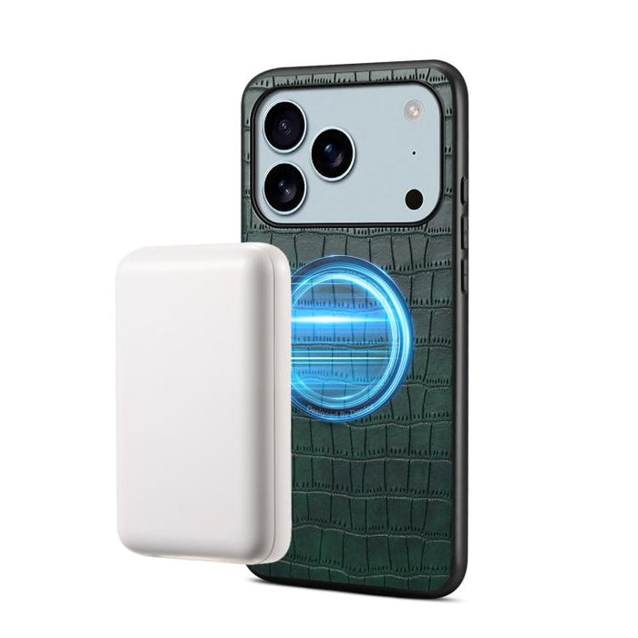 Funda magnética para teléfono Denior A09 de piel sintética vegana con textura de cocodrilo., For iPhone 17 Pro Max, For iPhone 17 Pro