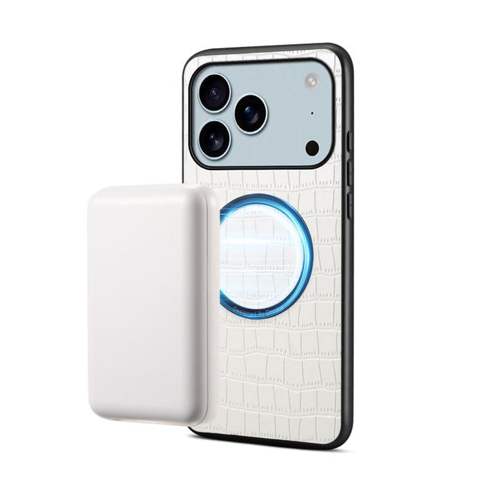 Funda magnética para teléfono Denior A09 de piel sintética vegana con textura de cocodrilo., For iPhone 17 Pro Max, For iPhone 17 Pro