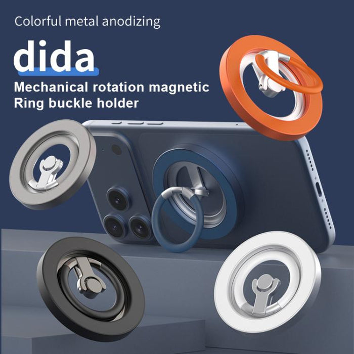 Soporte magnético multifuncional para teléfono con anillo giratorio de 360 grados y protector de anillo de silicona.